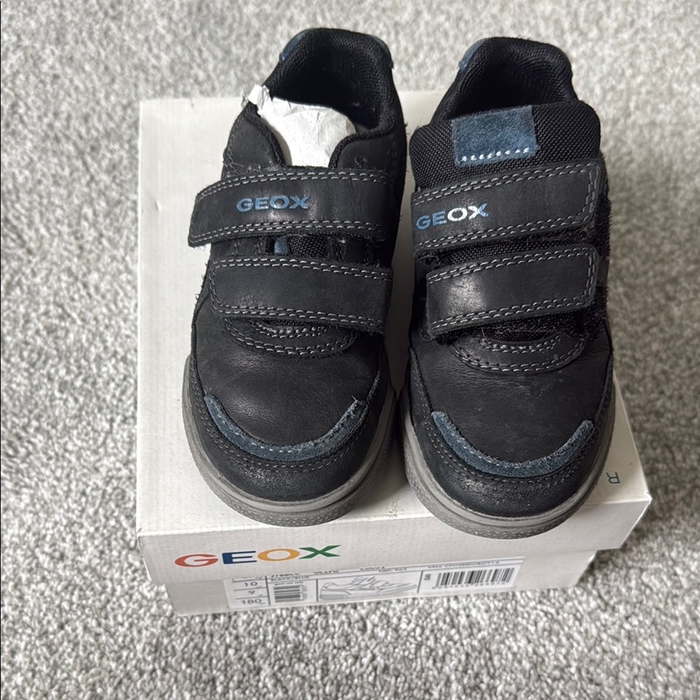 Geox Black Sneakers with Velcro Straps and Padded Ankle